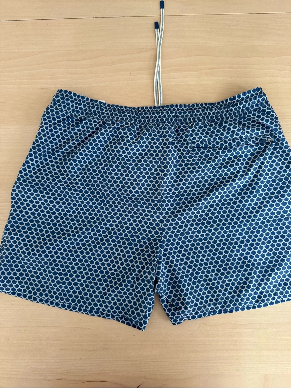 Faherty Shorelite Swim Trunks Mens XL Blue Fish Scale Print Drawstring Shorts